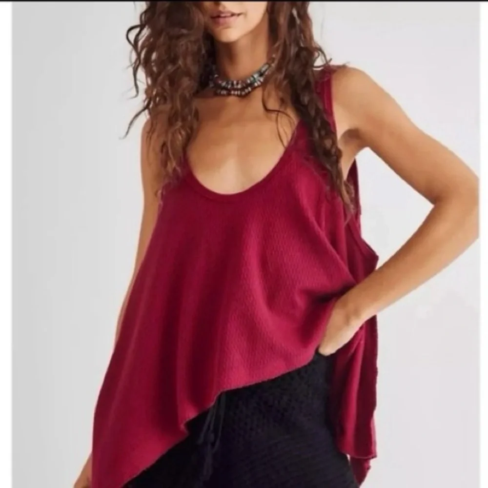 Free People We The Free Sing La La Flowy Gone Gogi Red Wine Tank Top Small